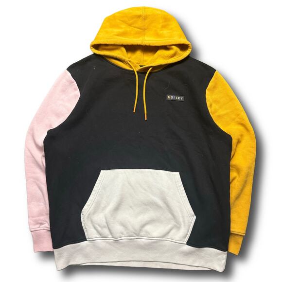 Hurley Surfboards Black Colorblock Hoodie Sweater Sweatshirt - Picture 1 of 6